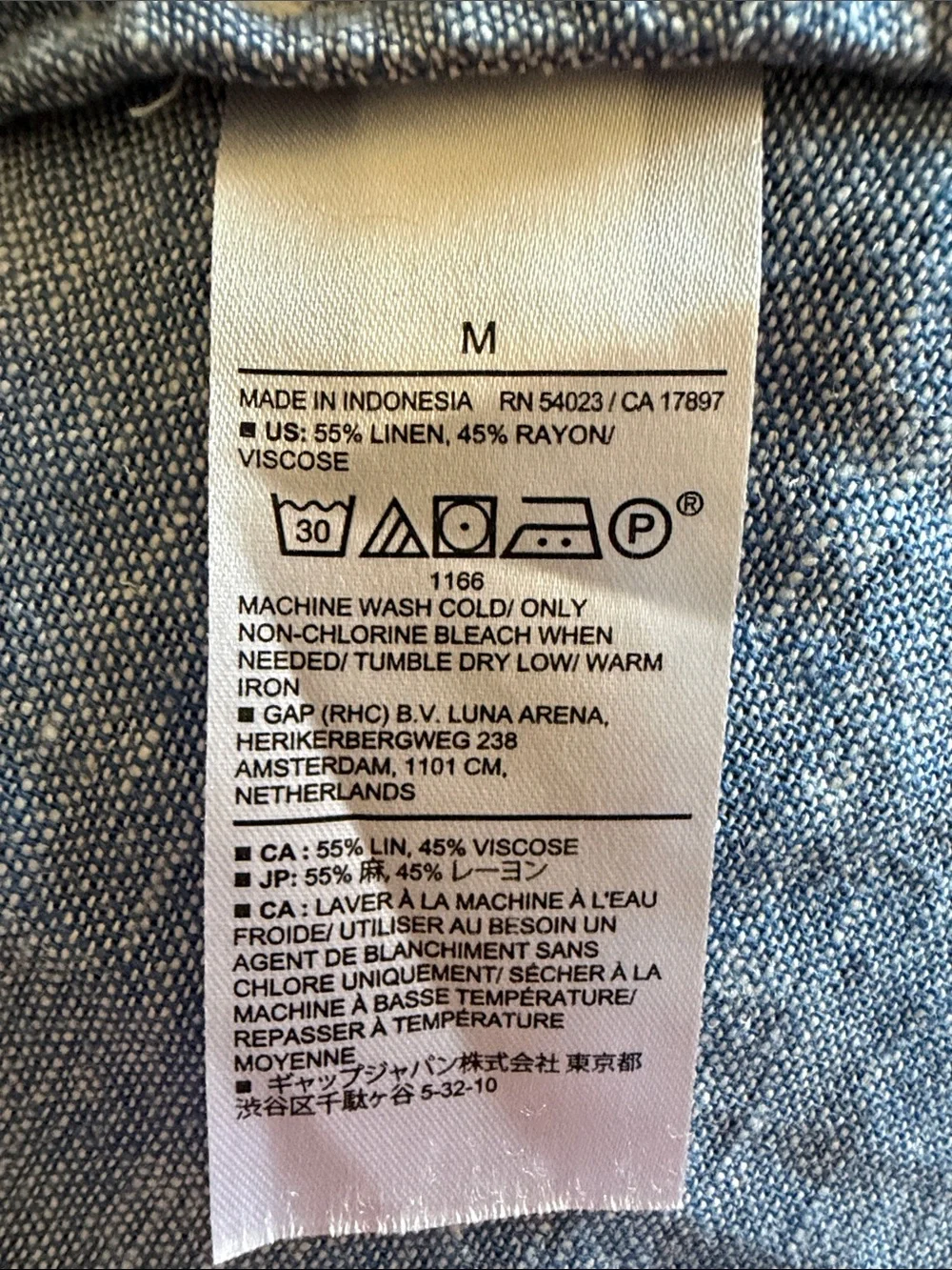 Banana Republic Blue Linen Blend Button Down Shirt M - Picture 8 of 8